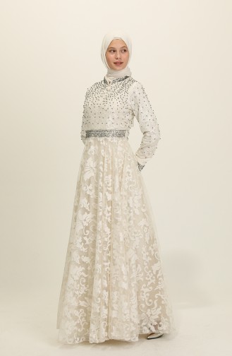 Ecru Hijab Evening Dress 2008-01