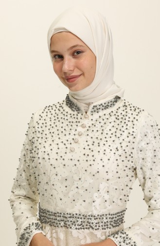 Ecru Hijab Evening Dress 2008-01
