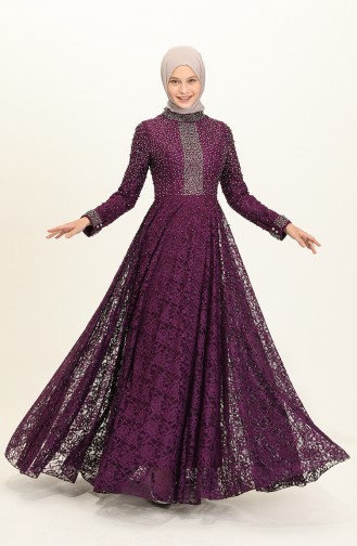 Purple Hijab Evening Dress 2026-02