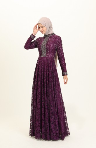 Purple Hijab Evening Dress 2026-02