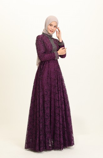 Purple Hijab Evening Dress 2026-02