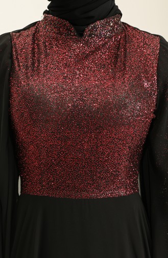 Claret Red Hijab Evening Dress 2037-03