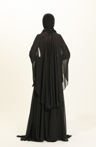 Claret Red Hijab Evening Dress 2037-03