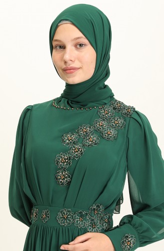 Smaragdgrün Hijab-Abendkleider 2047-01