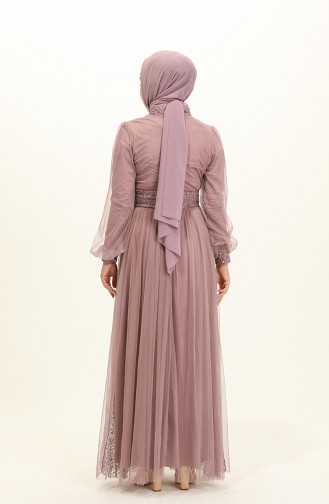 Powder Hijab Evening Dress 5696-01