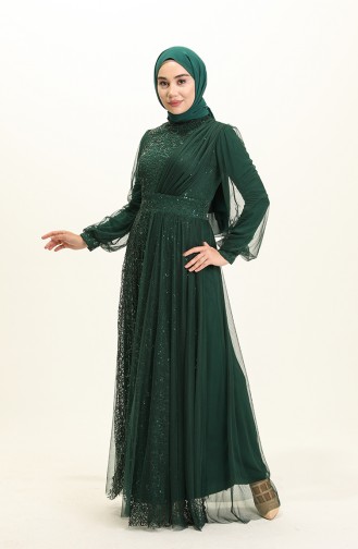 Smaragdgrün Hijab-Abendkleider 5696-02