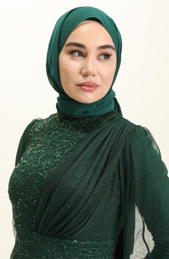 فساتين سهرة بتصميم اسلامي أخضر زمردي 5696-02
