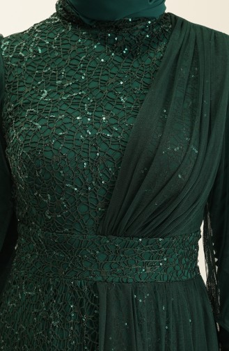 Emerald Green Hijab Evening Dress 5696-02