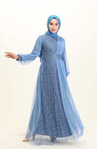 Indigo Hijab-Abendkleider 5696-05