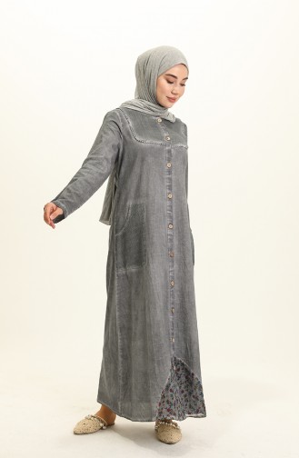 Gray Abaya 8989-01