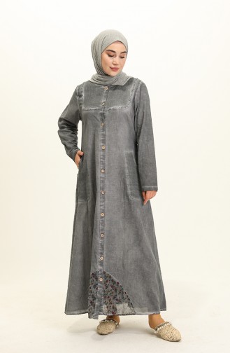 Gray Abaya 8989-01