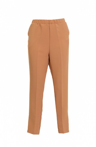 Düğme Detaylı Düz Paça Pantolon 0204-02 Camel