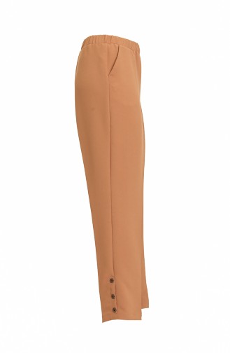 Düğme Detaylı Düz Paça Pantolon 0204-02 Camel