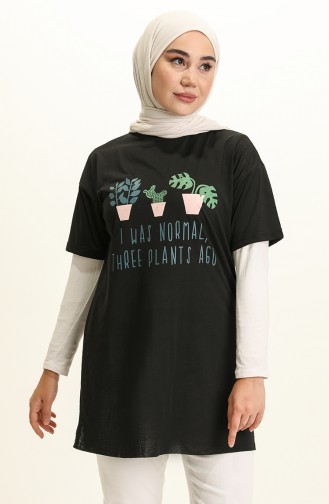 Baskılı Tshirt 40161-01 Siyah
