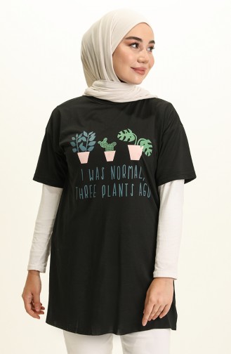 Baskılı Tshirt 40161-01 Siyah