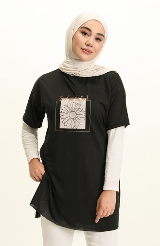 Baskılı Tshirt 4018-01 Siyah