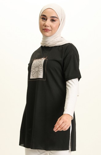 Baskılı Tshirt 4018-01 Siyah