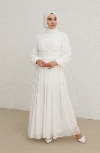Weiß Hijab-Abendkleider 60282-01