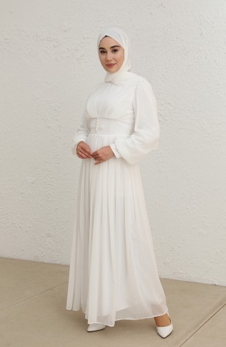 Weiß Hijab-Abendkleider 60282-01