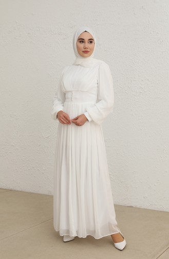 Weiß Hijab-Abendkleider 60282-01