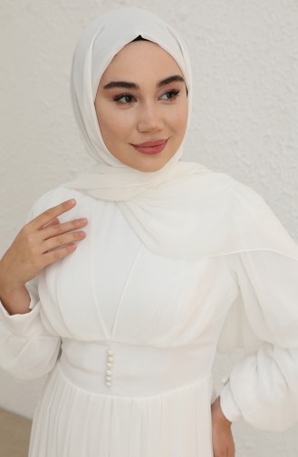 Weiß Hijab-Abendkleider 60282-01