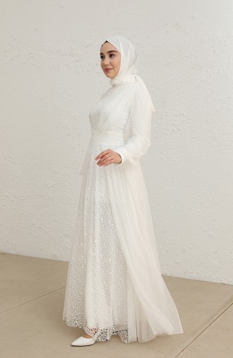 Weiß Hijab-Abendkleider 5696-04