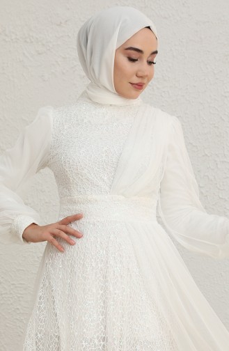 Weiß Hijab-Abendkleider 5696-04