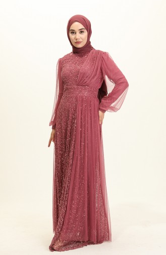 Dusty Rose Hijab Evening Dress 5696-06