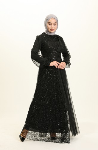 Schwarz Hijab-Abendkleider 5696-07