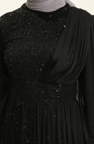 Black Hijab Evening Dress 5696-07
