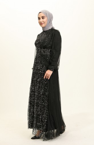 Schwarz Hijab-Abendkleider 5696-08