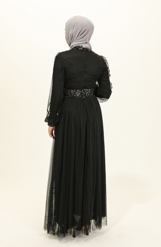 Black Hijab Evening Dress 5696-08