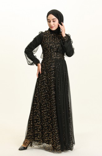 Schwarz Hijab-Abendkleider 5696-09