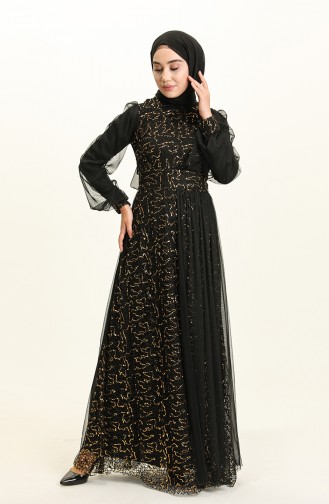 Black Hijab Evening Dress 5696-09