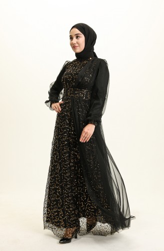 Black Hijab Evening Dress 5696-09