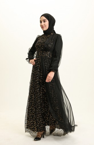 Schwarz Hijab-Abendkleider 5696-09