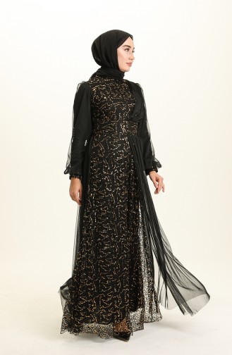 Black Hijab Evening Dress 5696-09