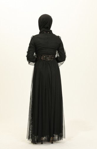 Black Hijab Evening Dress 5696-09