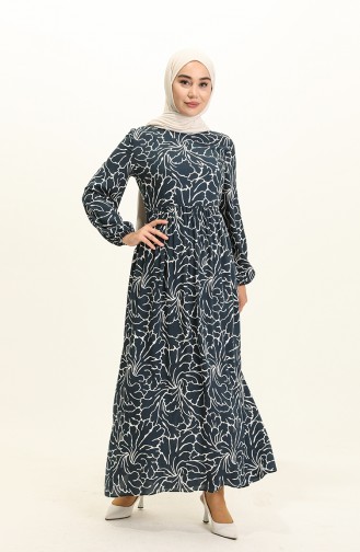 Navy Blue Hijab Dress 60281-01