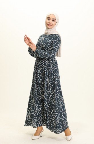 Navy Blue Hijab Dress 60281-01