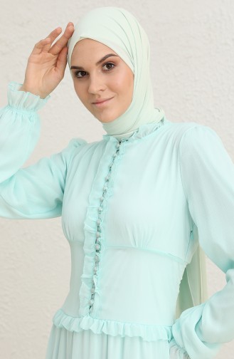 Mint green İslamitische Avondjurk 8107-04