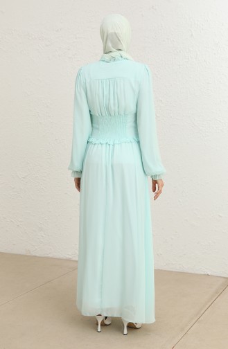 Robe de Soirée Boutonnée 8107-04 Vert Menthe 8107-04