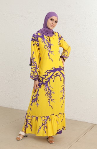 Gelb Hijab Kleider 6699-06