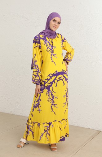 Yellow Hijab Dress 6699-06