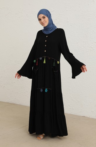 Shirred Viscose Dress 0002-01 Black 0002-01
