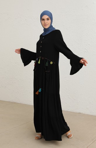 Shirred Viscose Dress 0002-01 Black 0002-01