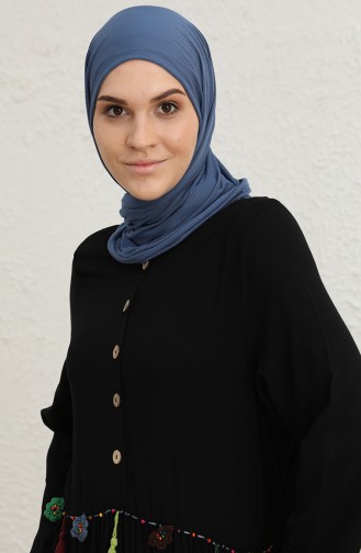 Shirred Viscose Dress 0002-01 Black 0002-01