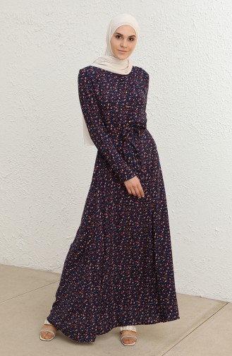 Navy Blue Hijab Dress 60272-01