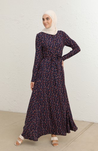 Navy Blue Hijab Dress 60272-01