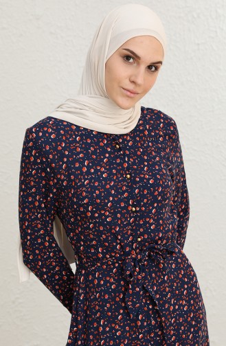 Navy Blue Hijab Dress 60272-01